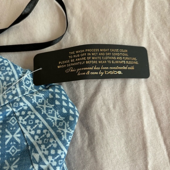 Bebe Tribal Denim Tie Front Shirt size XS - Picture 6 of 10